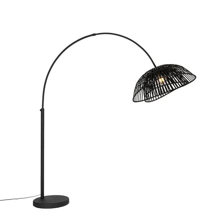 Booglamp met kap zwart bamboe - Jip