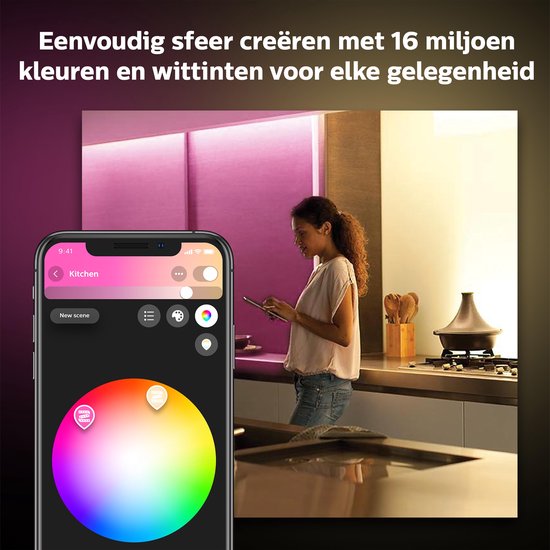 Philips Hue - Lightstrip Plus basis 2 meter - Wit en gekleurd licht - Wit - 20W - Bluetooth - V4 - incl. Voeding